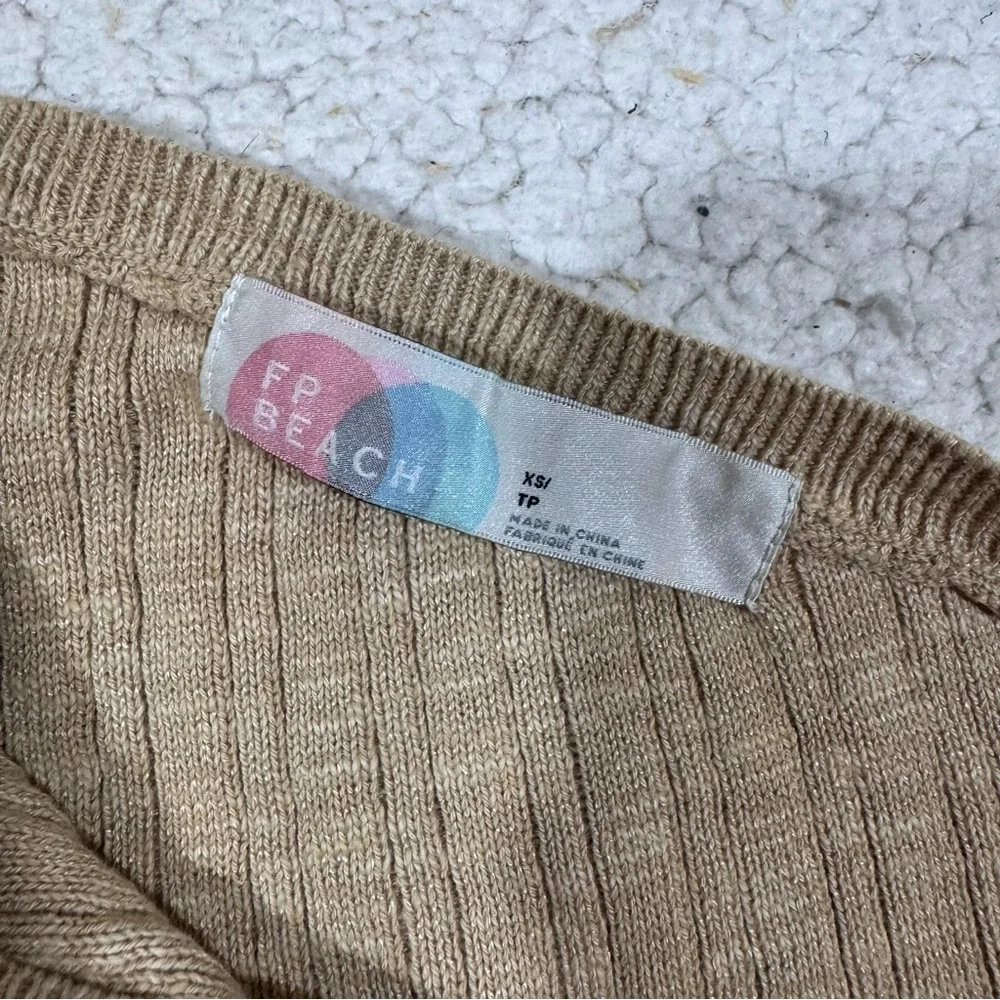 Free People Beach Mary One Shoulder Cable Knit Tank Top Size XS Tan Brown - Picture 5 of 6